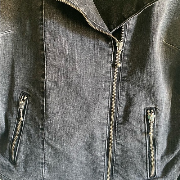 Levi’s Black Denim Moto Jacket with Zipper Sz L - Picture 4 of 7